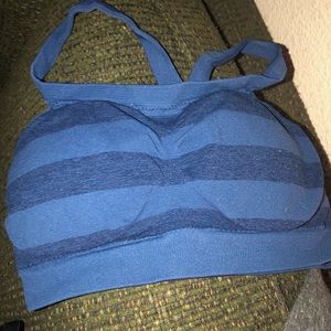 Blue striped Sports Bra